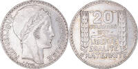France 20 Francs Monnaie, Turin, Paris, Argent, Gadoury:852 -