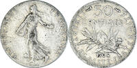France 50 Centimes Monnaie, Semeuse, Paris, Argent, KM:854 -