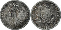 France 50 Centimes Monnaie, Semeuse, Argent, KM:854, Gadoury:420 -