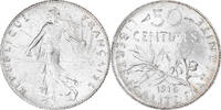 France 50 Centimes Monnaie, Semeuse, Paris, Argent, KM:854 -
