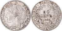 France 50 Centimes Monnaie, Cérès, Paris, Argent, KM:834.1 -