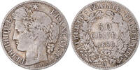 France 50 Centimes Monnaie, Cérès,Paris,Argent,Gadoury:419a,KM 834.1 -