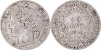 France 50 Centimes Monnaie, Cérès, Paris, Argent, Gadoury:419a -