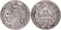 France 50 Centimes Monnaie, Cérès, Paris, Argent, Gadoury:419a -