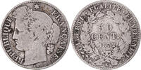 France 50 Centimes Monnaie, Cérès,Bordeaux,Argent,Gadoury:419a,KM 834.2 -