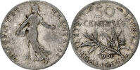 France 50 Centimes Monnaie, Semeuse, Paris, Argent, KM:854 -