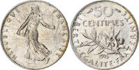 France 50 Centimes Semeuse, Paris, Argent, KM:854 -