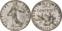 France 50 Centimes Semeuse, Paris, Argent, Gadoury:420, KM:854 -