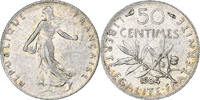 France 50 Centimes Monnaie, Semeuse, Paris, Argent, KM:854 -