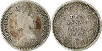 Indes britannique 2 Annas Inde britannique, Victoria, Argent, KM:488 -
