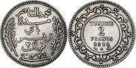 Tunisie 2 Francs Monnaie, Muhammad al-Nasir Bey, Paris, Argent -