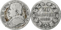 États italiens 20 Baiocchi Monnaie, PAPAL STATES, Pius IX, Roma -