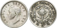 Afrique du Sud 6 Pence George VI, Argent, KM:36.1 -