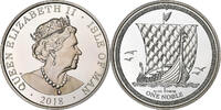 Île de Man one noble 5 th portrait, Tower mint, Argent -