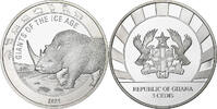 Ghana 5 cedis Oz Aregnt Woolly Rhinoceros, Leipziger Edelmetall -