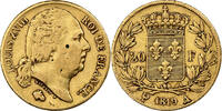 France 20 Francs Louis XVIII, Paris, Or, KM:712.1, Gadoury 1028 -