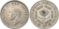 Afrique du Sud 6 Pence Monnaie, George VI, Argent, KM:27 -