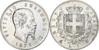 Italie 5 Lire Monnaie, Vittorio Emanuele II, Milan, Argent, KM:8.3 -