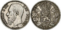 Belgique 5 Francs, 5 Frank Monnaie, Leopold II, Argent, KM:24 -
