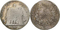 France 5 Francs Monnaie, Union et Force, Bayonne, Argent -