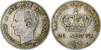 Grèce 20 Lepta Monnaie, George I, Paris, Argent, KM:44 -