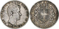 États italiens 5 Lire Monnaie, SARDINIA, Carlo Alberto, Genoa -