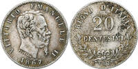 Italie 20 Centesimi Vittorio Emanuele II, Turin, Argent, KM:13.2 -