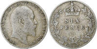 Grande-Bretagne 6 Pence Edward VII, Argent, KM:799 -