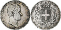 États italiens 5 Lire Monnaie, SARDINIA, Carlo Alberto, Genoa -