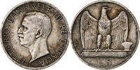 Italie 5 Lire Vittorio Emanuele III, Rome, Argent, KM:67.2 -