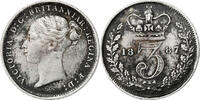 Grande-Bretagne 3 Pence Victoria, Argent, KM:730 -