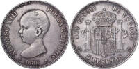 Espagne 5 Pesetas Alfonso XIII, Madrid, Argent, KM:689 -