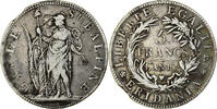 États italiens 5 Francs PIEDMONT REPUBLIC, Turin, Argent, KM:4 -