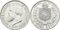 Brésil 2000 Reis Pedro II, Argent, KM:485 -