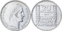 20 Francs 1934 Paris Frankreich Münze, Turin, Paris, VZ, Silber, KM:879 VZ