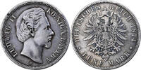 États allemands 5 Mark BAVARIA, Ludwig II, Munich, Argent, KM:896 -