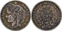France 50 Centimes Monnaie, Cérès, Paris, Argent, KM:834.1 -
