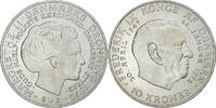 Danemark 10 Kroner Margrethe II, Copenhagen, Argent, KM:858 -
