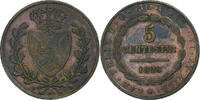 Italie 5 Centesimi Kingdom of Sardinia, Carlo Felice, Turin, Cuivre -