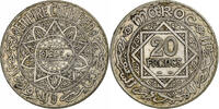 Maroc 20 Francs Mohammed V, Paris, Argent, KM:39 -