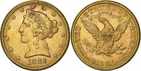 États-Unis $5, Half Eagle Coronet Head, Philadelphie, Or, KM:101 -