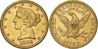États-Unis $5, Half Eagle Coronet Head, Philadelphie, Or, KM:101 -