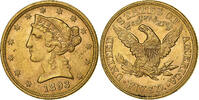 États-Unis $5, Half Eagle Coronet Head, Philadelphie, Or, KM:101 -
