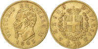 Italie 10 Lire Vittorio Emanuele II, Turin, Or, KM:9 -