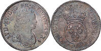 France 1/2 ECU, 44 Sols Louis XV, 1/2 Écu Vertugadin, Reims, Argent -