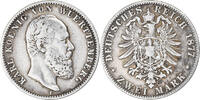 États allemands 2 Mark Monnaie, Etats allemands, WURTTEMBERG, Karl I, Charles Ier -