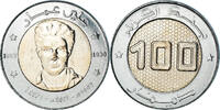 Algérie 100 Dinars Monnaie, Ali Amar., Bimétallique, KM:143 -