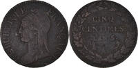 France 5 Centimes Monnaie, Dupré, Paris, Bronze, Gadoury:126 -