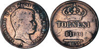 États italiens 10 Tornesi Monnaie, NAPLES, Ferdinando II, Cuivre -