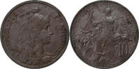 France 10 Centimes Dupuis, Paris, Bronze, Gadoury:277, KM:843 -